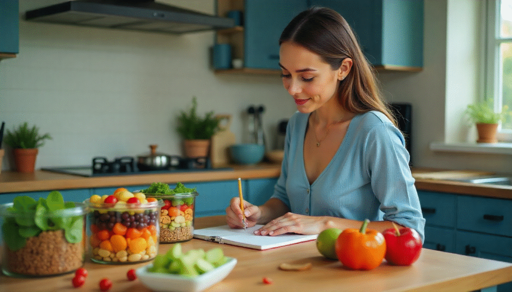 A variety of essential nutrients including proteins, healthy fats, fruits, vegetables, and whole grains arranged for healthy eating and meal planning in lifestyle medicine